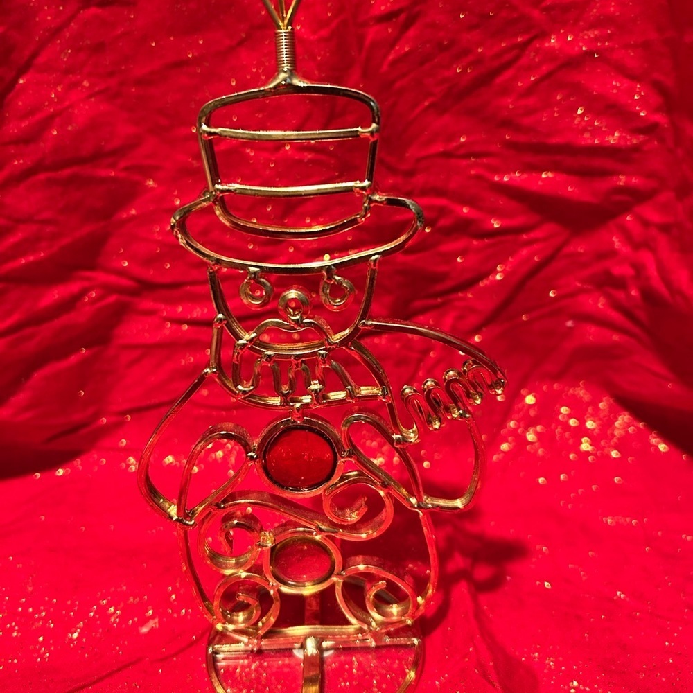 Gold Wire Snowman card or pic holder to add to your collection- preloved